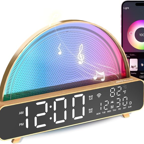 White Noise Sound Machine, Sunrise Alarm Clock APP/AI Voice Control Work for Bed - Picture 1 of 6